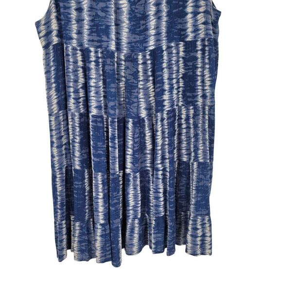 Sleeveless Blue Striped Tiered Ruffle Oversized Dress Sz S Embroidered India - Picture 9 of 10
